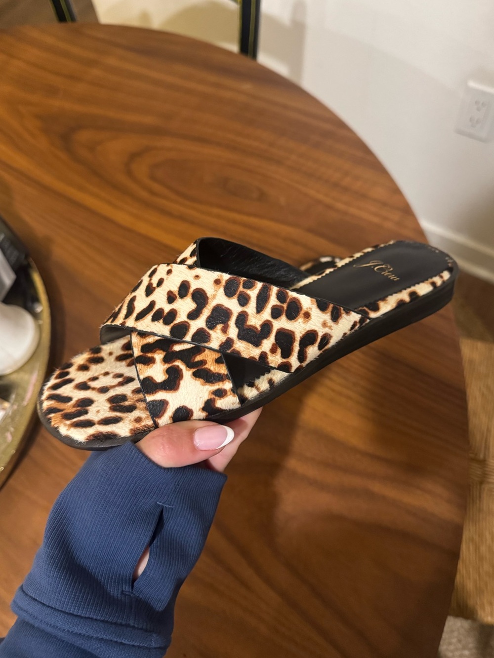 J. Crew Leopard Print Cross-Band Slide - Tan & Black